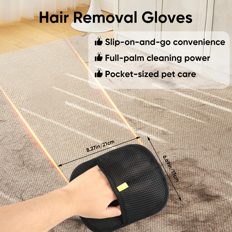 2Pcs Pet Hair Removal Gloves for Cats & Dogs，Reusable Pet Grooming Gloves for Furniture,Cars & Fabrics，Electrostatic Gloves Collect pet Hair in Neat Strips for Easy Clean - PawsPlanet Australia