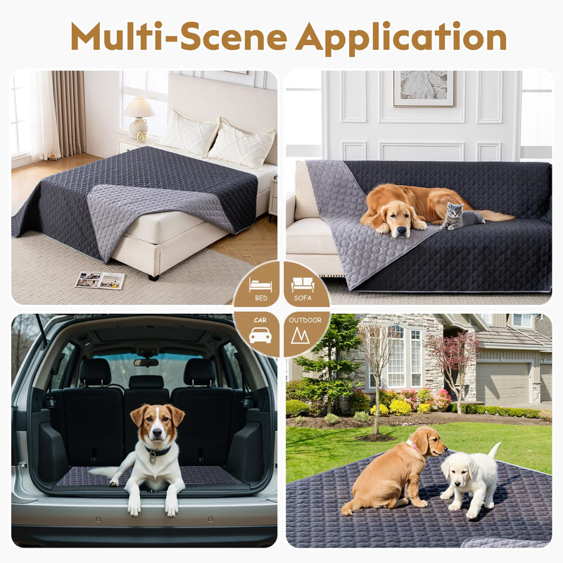 100% Double-Sided Waterproof Blanket, Couch Cover for Dogs Washable, Reversible Dog Bed Cover. (Dark＆Light Grey, 68 X 82 Inch - 1 Pack) Dark＆light Grey - PawsPlanet Australia