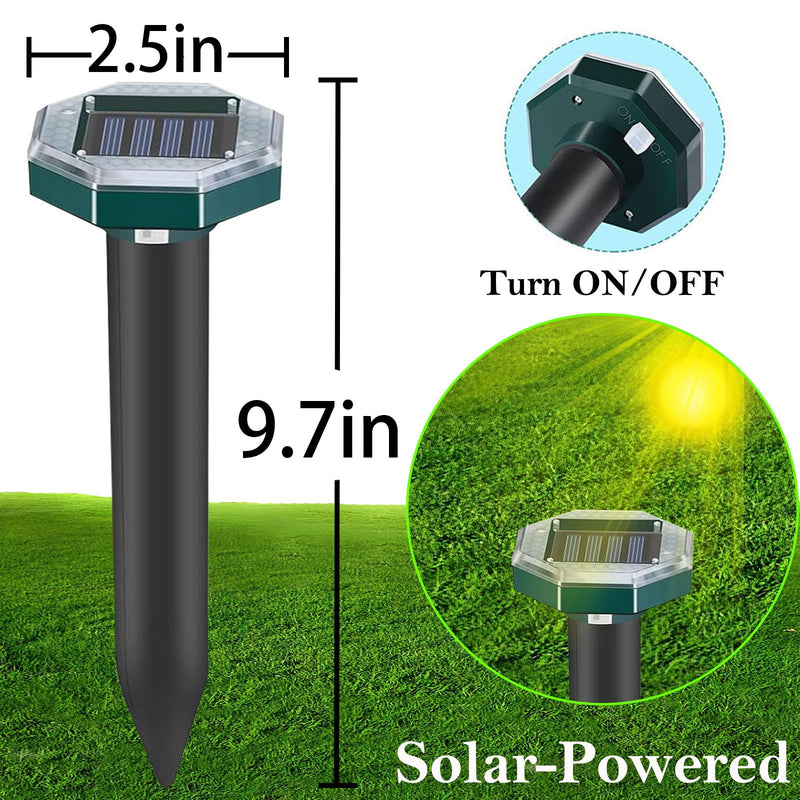 10 Pack Mole Repellent Solar Powered Snake Repellent for Yard- Ultrasonic Pest Repeller Gopher Rodent Rat Mouse Groundhog Skunk Chipmunk Vole Remover for Lawns Garden Yard Outside(10) 10