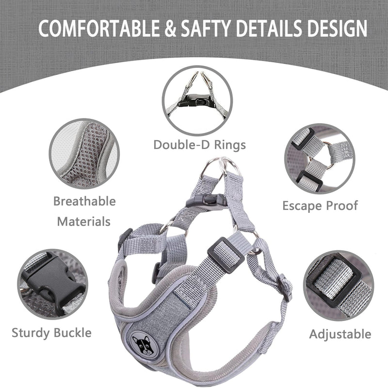Medium Dog Harness and Leash Set,No Pull Adjustable Step in Soft Mesh Vest Harness,Easy Walk Reflective Pet Harness with Padded Handle for Walking Training Small Medium Large Dogs and Cats (Grey, M) Grey - PawsPlanet Australia