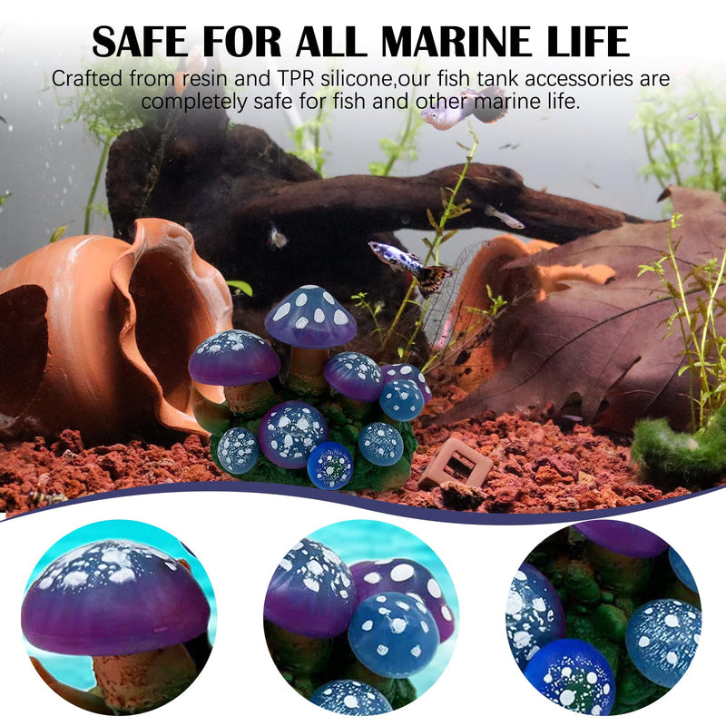 Aquarium Décor Artificial Mushroom – Soft Silicone Ornament for Fish Tanks–Aquarium Plant Landscape Fish Tank Accessories - PawsPlanet Australia