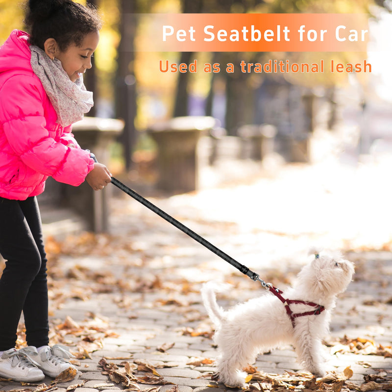 Dog Car Seat Belt for Car, 3 Piece Set Retractable Dog Car Harness Adjustable Reflective Dog Seatbelt for Vehicle Headrests, Dog Safety Restraint Seatbelt Heavy Duty& High Elastics, Black 01-2PCS Black - PawsPlanet Australia