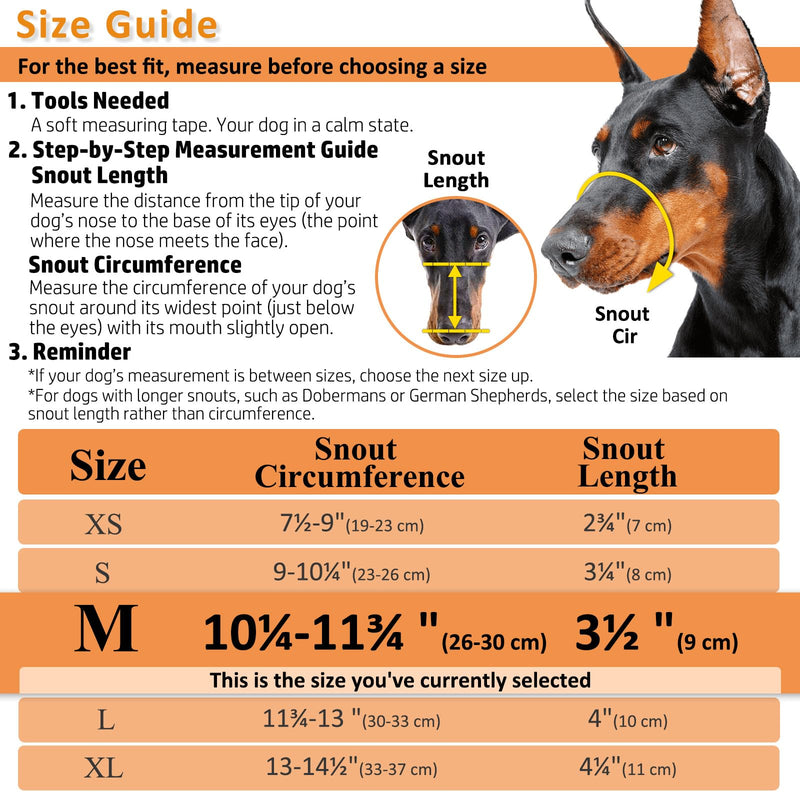 BARKLESS Dog Muzzle, Basket Muzzle for Biting, Chewing and Scavenging, Humane Cage Mouth Cover, Perfect for Grooming and Training Medium Aggressive Reactive Dogs (M, Black)