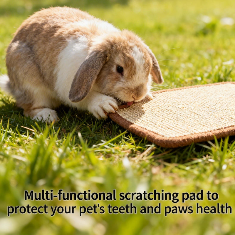 2 Pack Rabbit Scratching Mats with 8 Pcs Rug Grips, 15.7x23.6 Inch Sisal Bunny Scratch Pads for Cages, Claw & Teeth Care, Bedding for Biting, Sleeping & Resting - for Guinea Pigs & Small Pets - PawsPlanet Australia