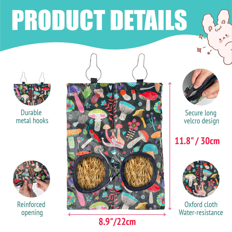 2 Pack Rabbit Hay Feeder Bags with 2 Holes,Hanging Guinea Pig Hay Dispenser,Bunny Hay Bags for Rabbits Chinchillas Hamsters and Other Small Pets - PawsPlanet Australia