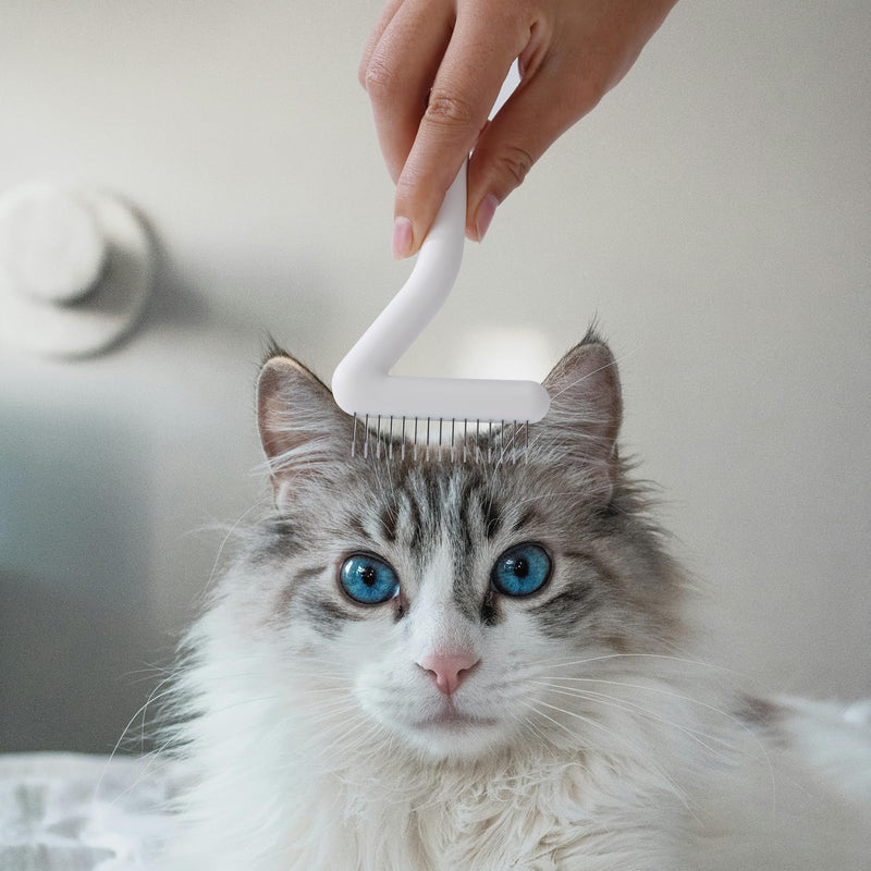 Cat Brush for Long Haired Cats & Indoor Cats, Dog Brush for Shedding & Grooming, Deshedding Dog Brush Dematting Comb for Dogs Remove Loose Hair & Matted Fur, Pet Undercoat Rake, White - PawsPlanet Australia