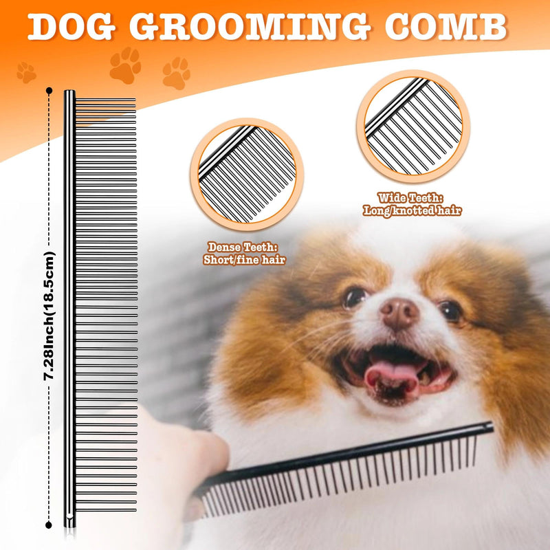 Dream Reach Dog Grooming Scissors - Professional 7.5 Inch Pet Scissors Sharp and Durable Shears Set Thinning, Chunker, Straight, Curved Shears and Comb for Dog Cat Pet, Black - PawsPlanet Australia