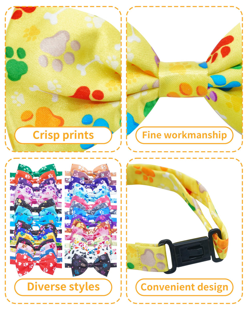 PET SHOW 30 Pack Small Dog Collar Bow Ties Bulk Puppy Paw Bone Adjustable Bowties for Large Medium Dogs Cats Bowknots Pet Grooming Accessories (Small) Paw Bowties S/M - PawsPlanet Australia