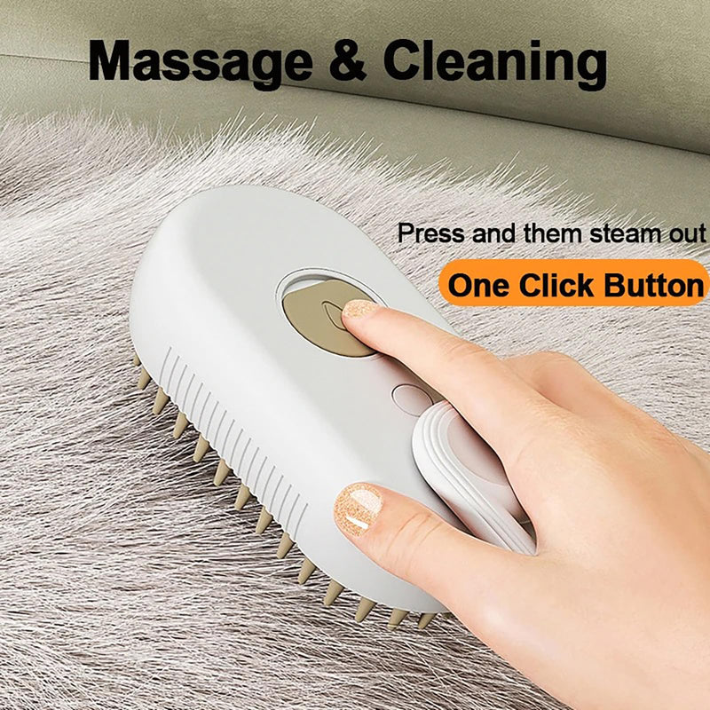 3 in 1 Cat Steam Brush for Shedding, Portable Anti-Static Grooming Comb for Cats & Dogs, Steam Misting Water Brush, Self-Cleaning Pet Hair Remover, Indoor Cat Spray Brushes for Cats & Dogs White - PawsPlanet Australia