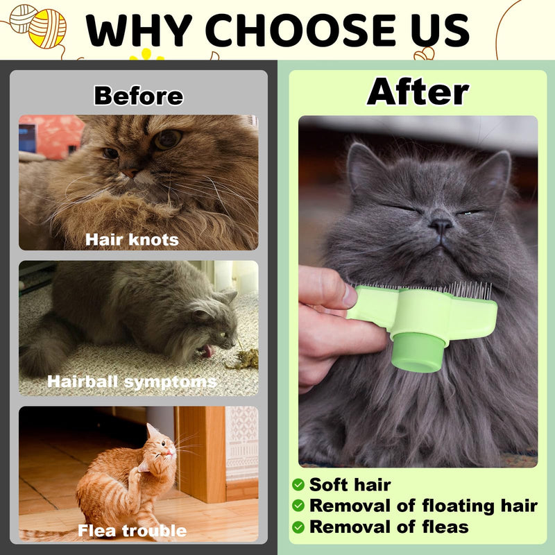 XANGNIER Pet Hair Removal Comb One-Click Self-Cleaning Grooming Brush, De-Shedding Comb for Short & Long Hair, Pet Grooming Supplies for Cats & Dogs Green - PawsPlanet Australia