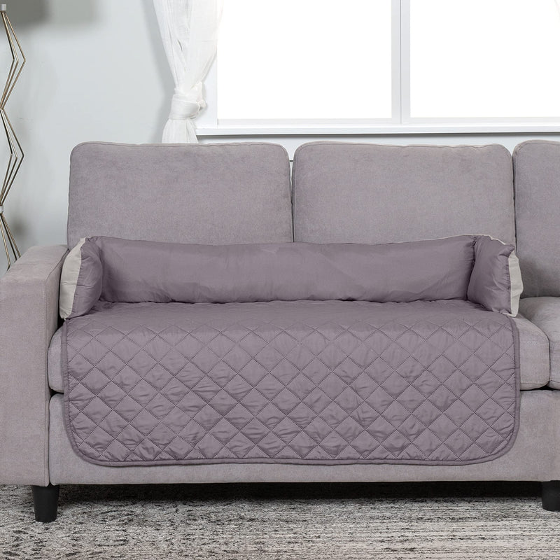 Furhaven Water-Resistant & Reversible 42" Wide Seat Cover Protector for Dogs & Cats, Perfect for Couches, Beds, & Car Seats - Sofa Buddy Bolster Seating Protector - Gray/Mist, Large 42"L x 26"W x 8"Th Marine Blue (Two Tone Plush Faux Fur & Suede) - PawsPlanet Australia