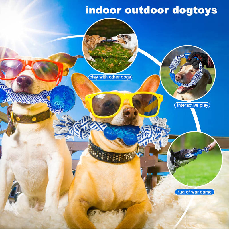 Rope Dog Toys 5 Pack with Squeaky Dog Toys, Dog Toys for Small Large Medium Dogs chew,for Teething Small Dogs, Convex Design Durable chew Rubber Balls,Funny Dog Toys donkey - PawsPlanet Australia