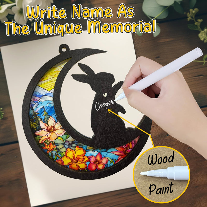 Rabbit Memorial Suncatcher, Personalized Rabbit Memorial with Name Date, Rainbow Bridge Bunny Sympathy Card, Pet Passing Away Gift, Loss of Rabbit Sympathy Gift, Bereavement Gift - PawsPlanet Australia