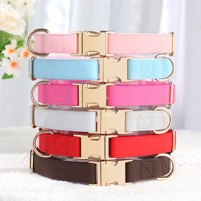 PET ARTIST PU Leather Dog Collar, Bright & Stylish Brown Dog Collar with Quick Release Gold Metal Buckle, Soft Nylon Padded Durable Pet Collars Adjustable for Small Dogs, Neck Fit 9-14" S: Fit 9-14" Neck(10-20 lbs)