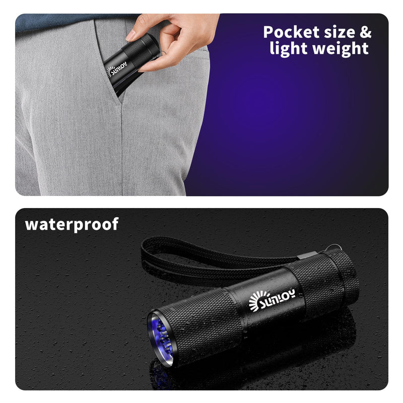 UV Flashlight Black Light UV Lights, 5 Pack 9 LED 395nm Ultraviolet Blacklight, Handheld Mini Torch Light Pet Urine Detector for Dog/Cat Urine, Dry Stains, Bed Bug(15x AAA Batteries(Black)) - PawsPlanet Australia