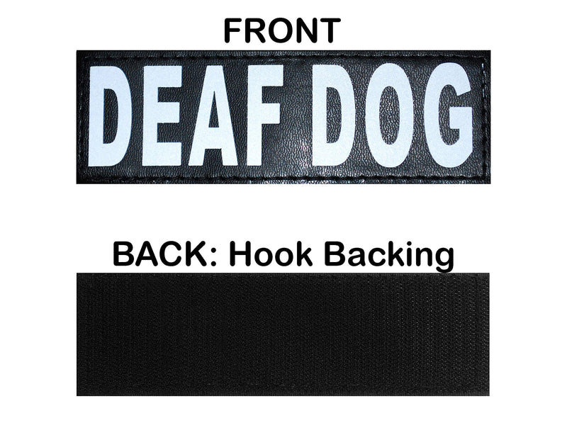 Doggie Stylz Set of 2 Reflective Deaf Dog Removable Patches with Hook Backing for Working Dog Harnesses & Vests. Durable and Interchangeable - Comes in 3 Sizes Small, Medium and Large Small 3"x1" - PawsPlanet Australia