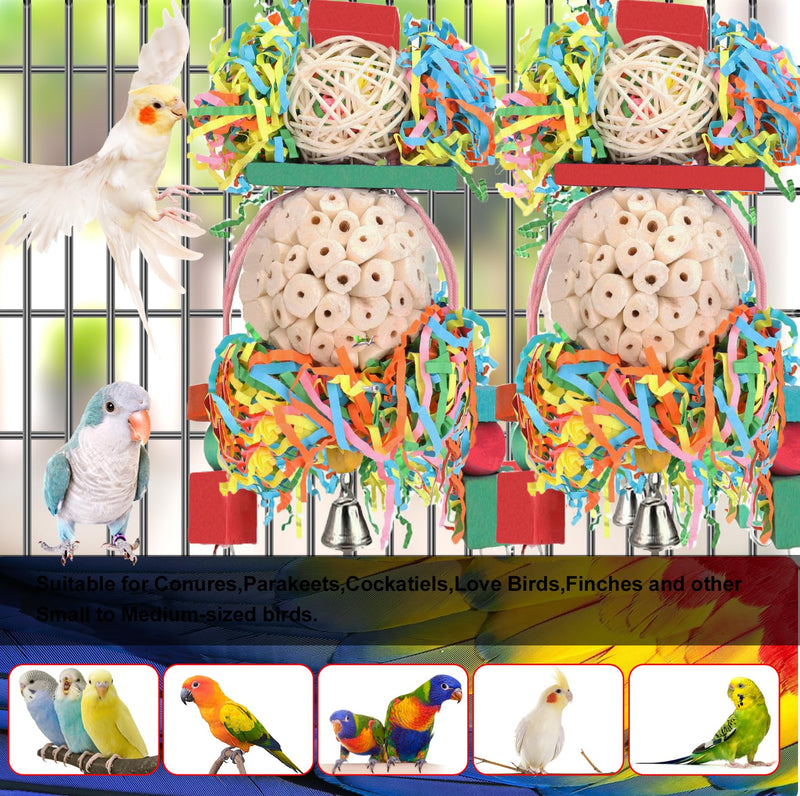 BBjinronjy Bird Toys,2PCS Hanging Natural Soft Sola Ball Beak Chew Shred Forage Toys for Parrots,Cockatiel,Conure,Love Birds,Parakeets,Budgie and Other Small Birds M 2PCS A - PawsPlanet Australia