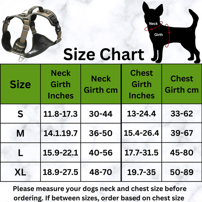 Easy-Fit Dog Harness Small - Fast Release Neck Clip, Premium Padded Reflective No Pull Harness with Control Handle, Adjustable Step-in Dog Vest Plus Free Matching Lead (S, Jungle Camo) - PawsPlanet Australia