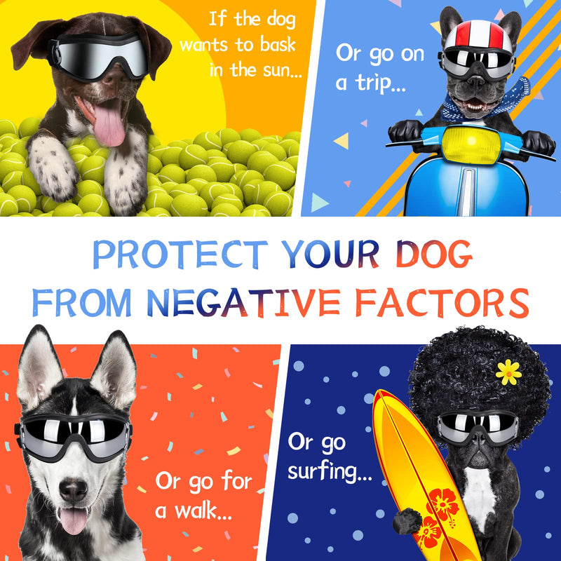 NVTED Dog Sunglasses Dog Goggles, UV Protection Wind Dust Fog Protection Pet Glasses Eye Wear Protect with Adjustable Strap for Medium or Large Dogs (Pack of 2) Pack of 2 - PawsPlanet Australia