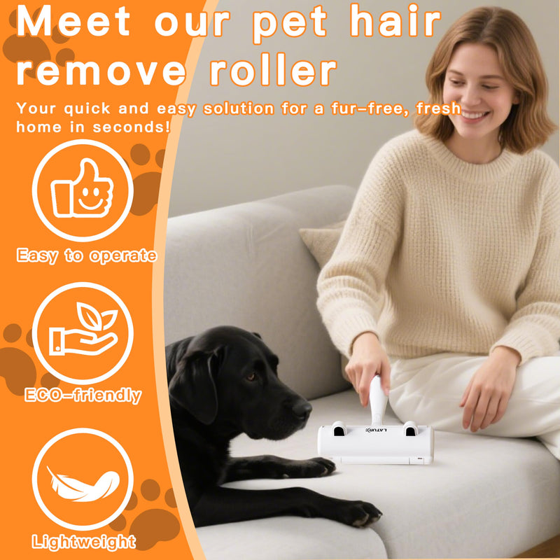 Pet Hair Remover Roller & Self-Cleaning Grooming Brush (2-in-1), Reusable Fur Tool for Dogs Cats Shedding, No Sticky Sheets for Pet Hair Removal on Furniture, Couch, Carpet, Bedding, Car Seats Silver - PawsPlanet Australia