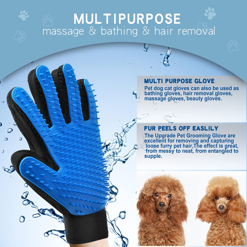 GOESWELL Double-Sided Undercoat Rake for Pet Grooming - Shedding and Dematting Comb with Grooming Glove (Blue 2 Pack) Blue(2 Pack) - PawsPlanet Australia