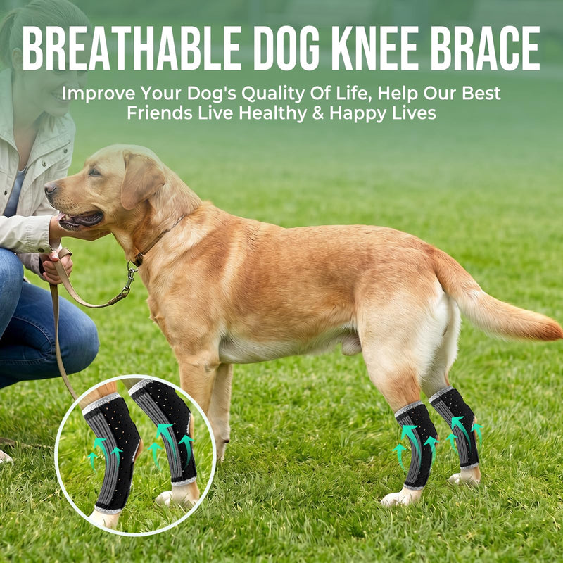 OHCOZZY Dog Rear Leg Brace 2Packs with 3Metal Splints, Leg Splint Provides Wrist Carpal Support and Against Lick, Leg Wrap Protector for Wound Injury and Sprain Healing,S S Black