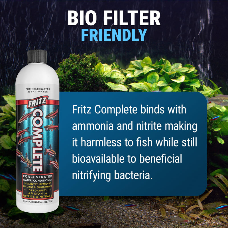 Fritz Aquatics Fritz Complete Water Conditioner/Dechlorinator Instantly Removes Chlorine & Chloramines/Detoxifies Nitrite & Nitrate for Fresh & Salt Water Aquariums (16-Ounce) 16-Ounce - PawsPlanet Australia