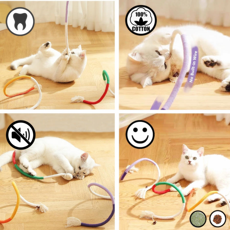 Cat Toys 2Pcs Extended Catnip Toys for Indoor Kitten Cat Silvervine Chew Molar Scratch Interactive Cat Cotton Rope Cleaning Teeth Cat Dental Stick Cat Treat Kitty Self Play Cat Kick (23.6”) Pro-2 PACK (23.6") - PawsPlanet Australia