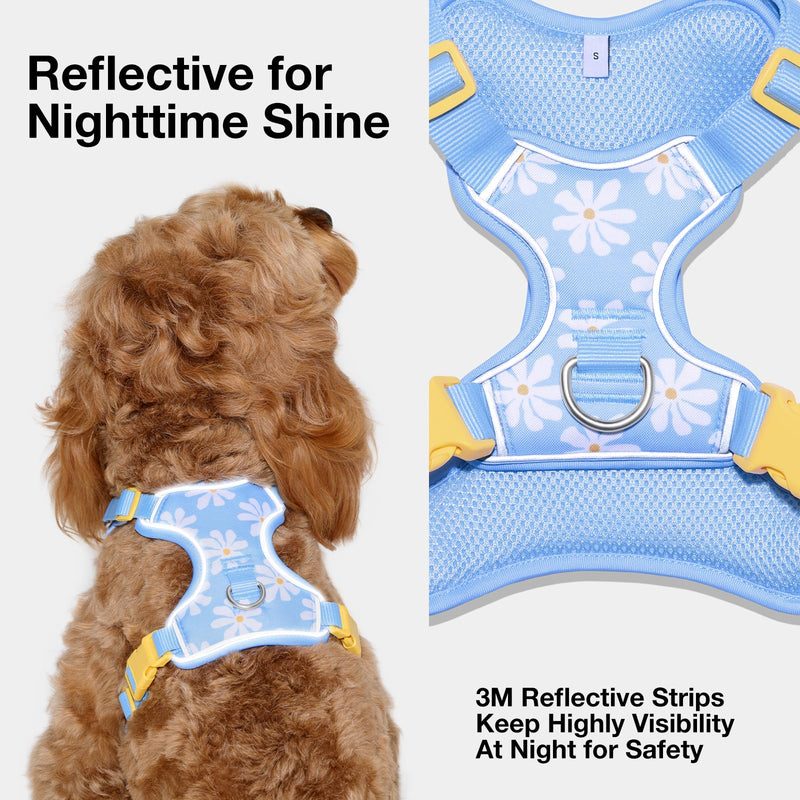 VETRESKA Dog Harness for Small Medium Dogs No Pull, Puppy Harness and Leash Set Adjustable Reflective No Choke Pet Vest Easy Control Harness for Dogs/Cats with Anti-Tangle Dog Leash, Daisy S - PawsPlanet Australia