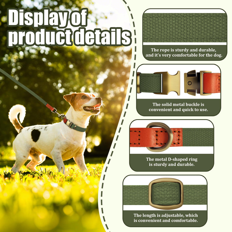 Nylon Dog Collar and Leash Set Durable - Adjustable with a Secure Fastening, Comfortable and Long - Lasting, Ideal for Walking, Training, and Outdoor, Green, XL Army green - PawsPlanet Australia
