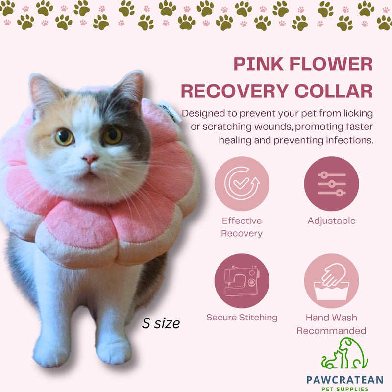 Adjustable Comfy Flower Style Elizabeth Collar for Cats Puppies Soft Recovery Cone Pet Protective Neck Collar (Pink, Small) Pink