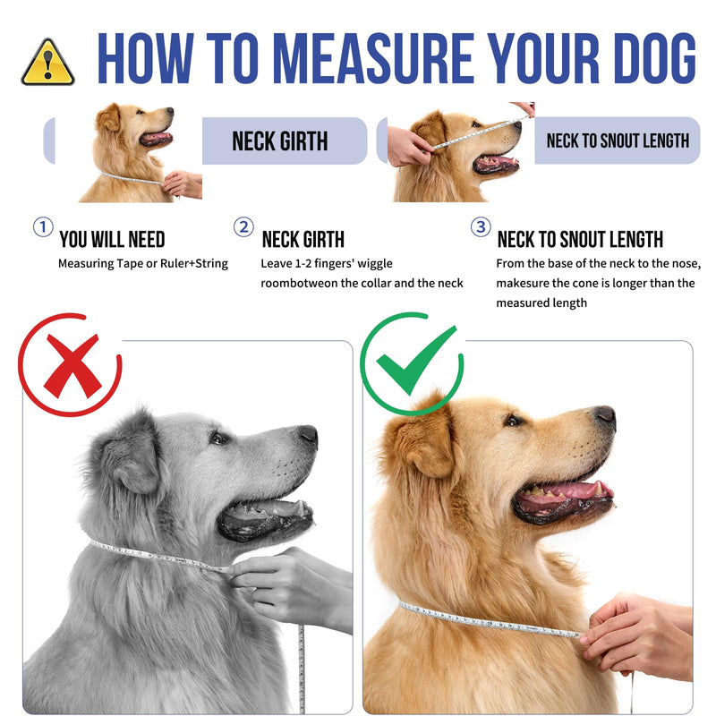 OneTigris Depth Adjustable Soft Dog Cone Collar for Medium Large Dogs After Surgery, Recovery for Small Dogs, Lightweight Elizabethan Collar for Dog to Stop Licking (Blue, XL) Blue