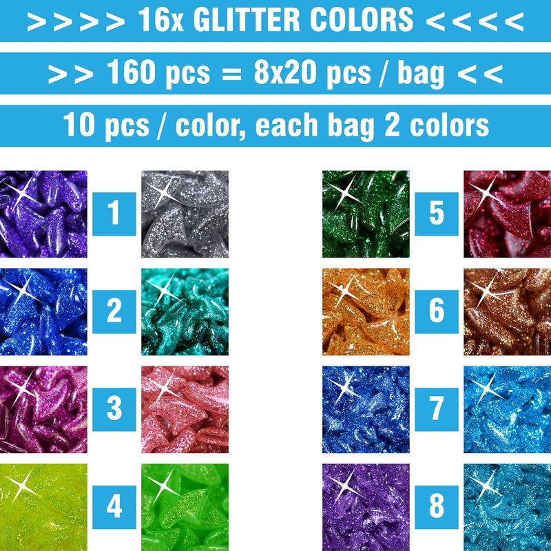 joyous 16x Different Sparkle Colors / 160 pcs | Cat Nail Caps | Soft Pet Cat Kitty Paw Covers | Cat Kitten Claw Covers with 8Pcs Adhesives and 16Pcs Applicators XS