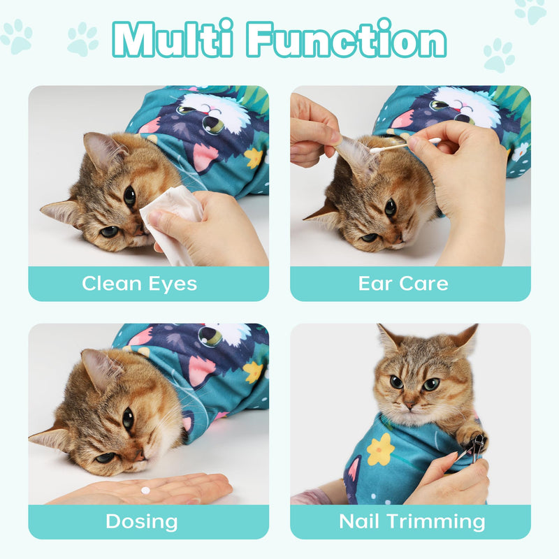 Cat Grooming Wrap, Cat Wrap for Cutting Nails, Self-Adherent Fabric Wrap for Cats, Cat Burrito Wrap Anti-Scratch, Anti-Escape, Multifunctional Swaddle Wrap Pet Tool 27.5×27.5" Large - PawsPlanet Australia