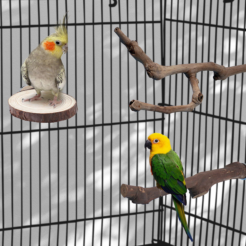 Mogoko 5PCS Bird Perch Natural Wood Grape Stick Stand, 3 Grape Stick Paw Grinding Fork Parakeet Chewing Stick 2 Parrot Stand Branch, Chewing Exercise Branches Bird Cage Accessories - PawsPlanet Australia