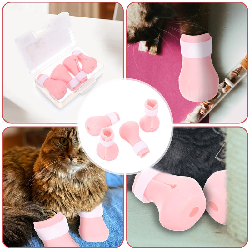 Toddmomy 4-Pack Scratch-Resistant Silicone Cat Shoes in Pink Easy-care and Wear-Resistant Cat Paw Protectors Covers for Cats in Cat Houses and Pet Shops