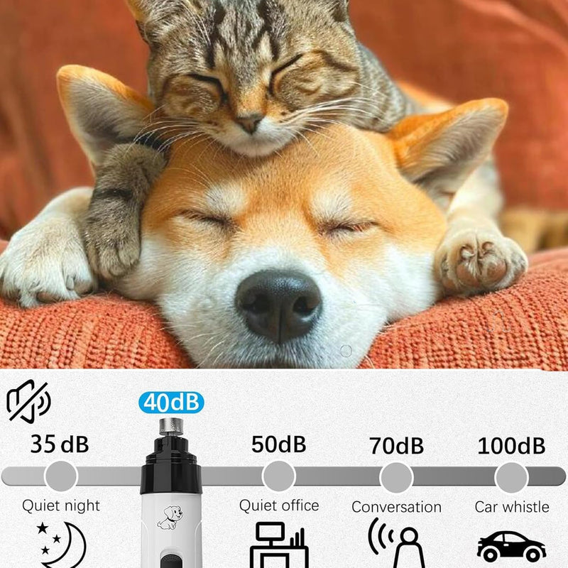 Silent Groom Pro Nail Grinder: Silent Groom Pro for Dogs and Cats, Pet Paws Grooming Smoothing Tool, USB Rechargeable Pet Nail Grinder with Replacement Grinding Heads - PawsPlanet Australia