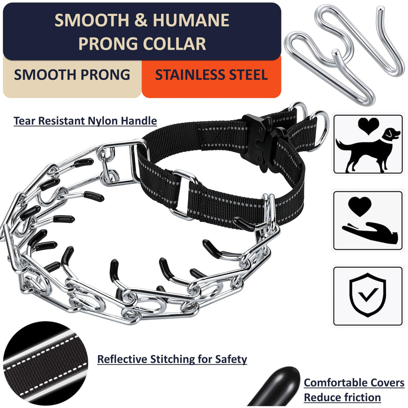 Pinch Collar for Dogs, Adjustable Quick-Release Stainless Steel Prong Collar for Small Medium Large Dogs (L/Neck Girth 16.9"-22.2", Black #2) L / Neck Girth 16.9"-22.2"