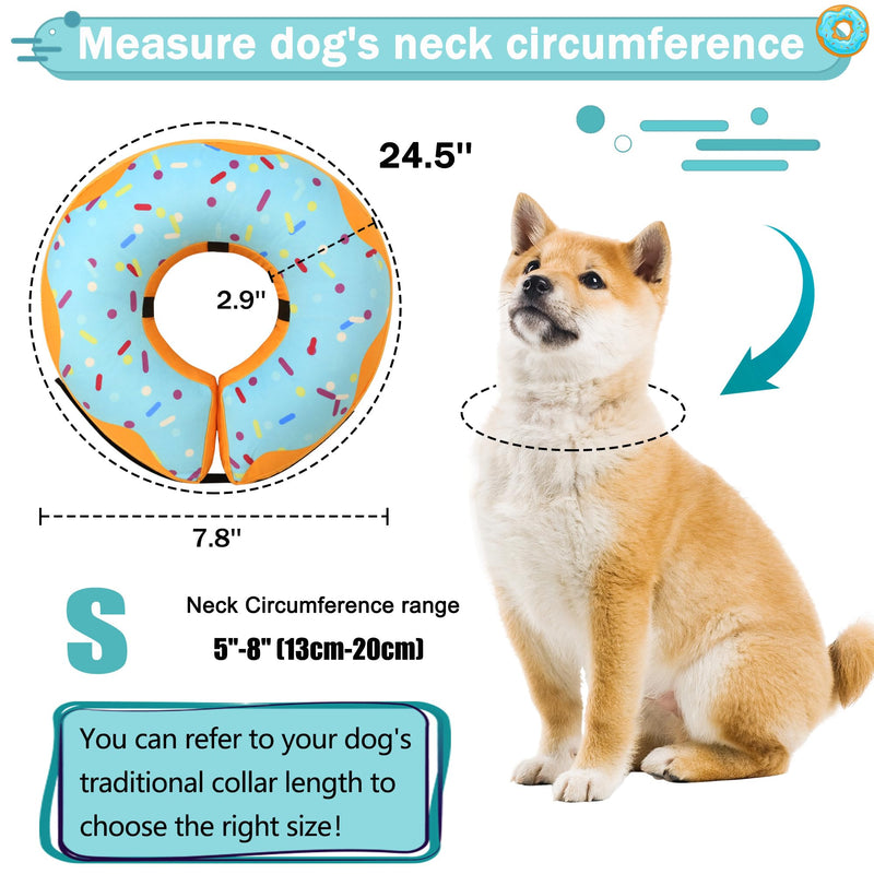 Recovery Donut Collar for Dogs & Cat,Inflatable Dog Cone Collar Alternative After Surgery,Soft Dog Cone for Large Medium Small Dog,Adjustable Dog Neck Donut Collar(Blue,Small) Blue S（Neck 5"-8"） - PawsPlanet Australia