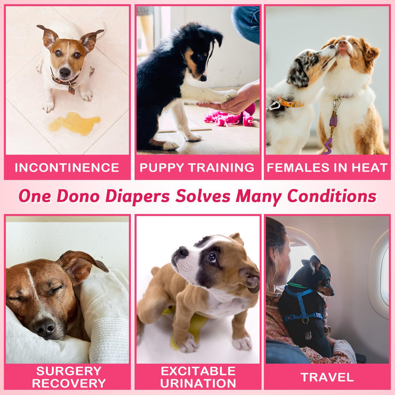 Dono Disposable Pet Diapers for Female Dogs Super Absorbent Soft Heating and Pee Puppy Diapers Female Liners, Including 20pcs XXS Diapers for Dogs and Cats XX Small 20count