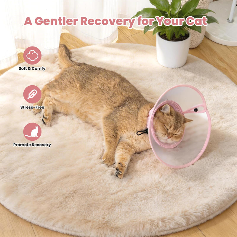 Avont Cat Recovery Suit Post-Surgery Onesie Bundle with Adjustable Cat Cone Collar, Transparen PVC Anti-Lick E-Collar - S