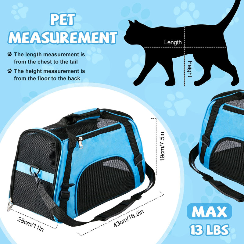 Sweetude 4 Pcs Cat Carrier Soft-Sided Pet Carrying Bag for Cat Under 13 Lbs, 16.9 x 11x 7.5 Inch, Portable Foldable Comfortable Bag for Small Pet Travel(Rose Red, Blue) Rose Red, Blue - PawsPlanet Australia