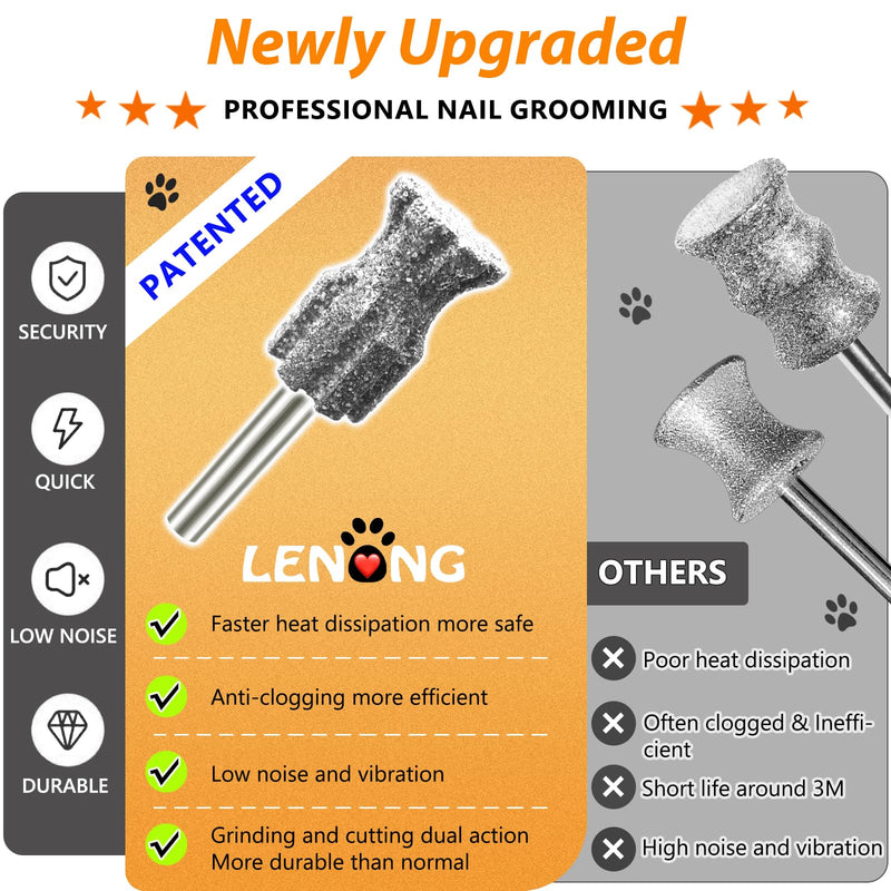 Faster Cooling Pet Nail Grinder Tip Sawtooth Bit, Anti-Clogging Diamond Nail Grinding Head with Steel Brush for 1/8" Dremel Rotary Tools & Many Brands for Small Medium Large & Anxious Dogs - PawsPlanet Australia