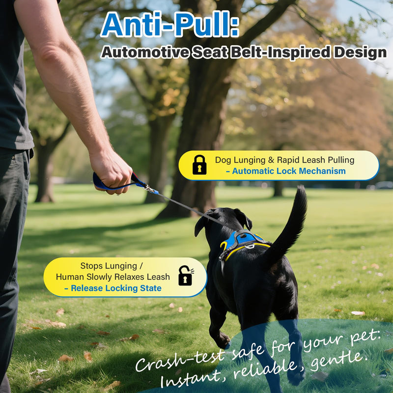 No Pull Dog Harness, 2 in 1 Retractable Harness with Auto-Lock, Reflective Breathable Mesh and Handle, Adjustable Leash Set for Small, Medium,Large Dogs,Cats (Color 2, L) COLOR 2 - PawsPlanet Australia