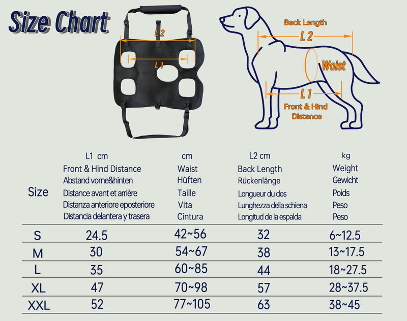 Dog Lift Harness, Dog Carry Strap, Pet Support for Rehabilitation Sling Lift Straps for Old, Disabled, Joint Injuries, Arthritis, Black, XL