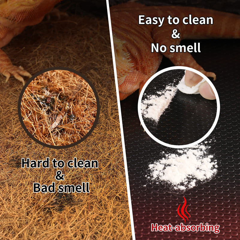 Bearded Dragon Tank Accessories, Reptile Carpet Bedding, Non-Adhesive Reptile Mat Warming Reptile Terrarium Carpet Substrate liner for Leopard Gecko, Snake, Lizard, Tortoise, Iguana Black(18"x36") 18x36" Black - PawsPlanet Australia
