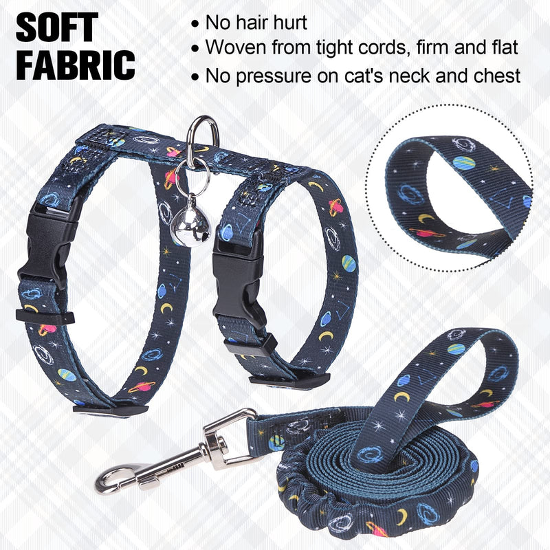 BEAUTYZOO Cat Harness and Leash Set Escape Proof for Walking, Kitten Soft Adjustable Vest Harnesses for Small Medium Large Cats, Easy Control Breathable Plaid Ribbon Nylon for Outdoor Indoor Use Medium(Chest: 14"-22") Black Star&Moon - PawsPlanet Australia