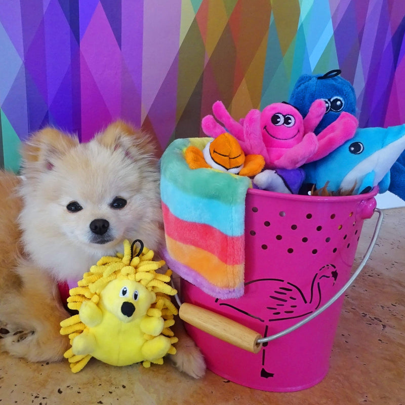 Snuggle Puppy Tender-Tuffs Tiny - Tough Plush Dog Toys for Puppies and Small Breeds - Stuffed Blue Dolphin with Puncture Resistant Squeaker - PawsPlanet Australia