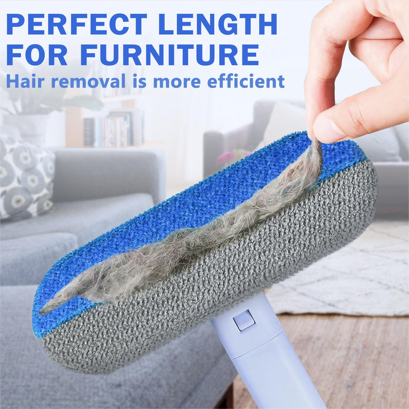 Multifunctional Pet Hair Remover,2 Pcs Carpet Scraper,4 in 1 Dog Hair Remover, Reusable Cat Hair Remover for Dog and Cat,Adjustable Lint Brush for Carpet,Sofa,Bedding,Clothes and Furniture,Blue Blue - PawsPlanet Australia