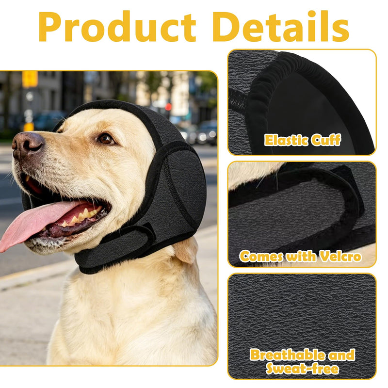 Dog Ear Protectors for Dogs, Waterproof Adjustable Dog Snood Ear Muffs Noise Protection Calming Hood for Grooming Bathing Swimming Anxiety Relief, Pet Ear Covers (L) L